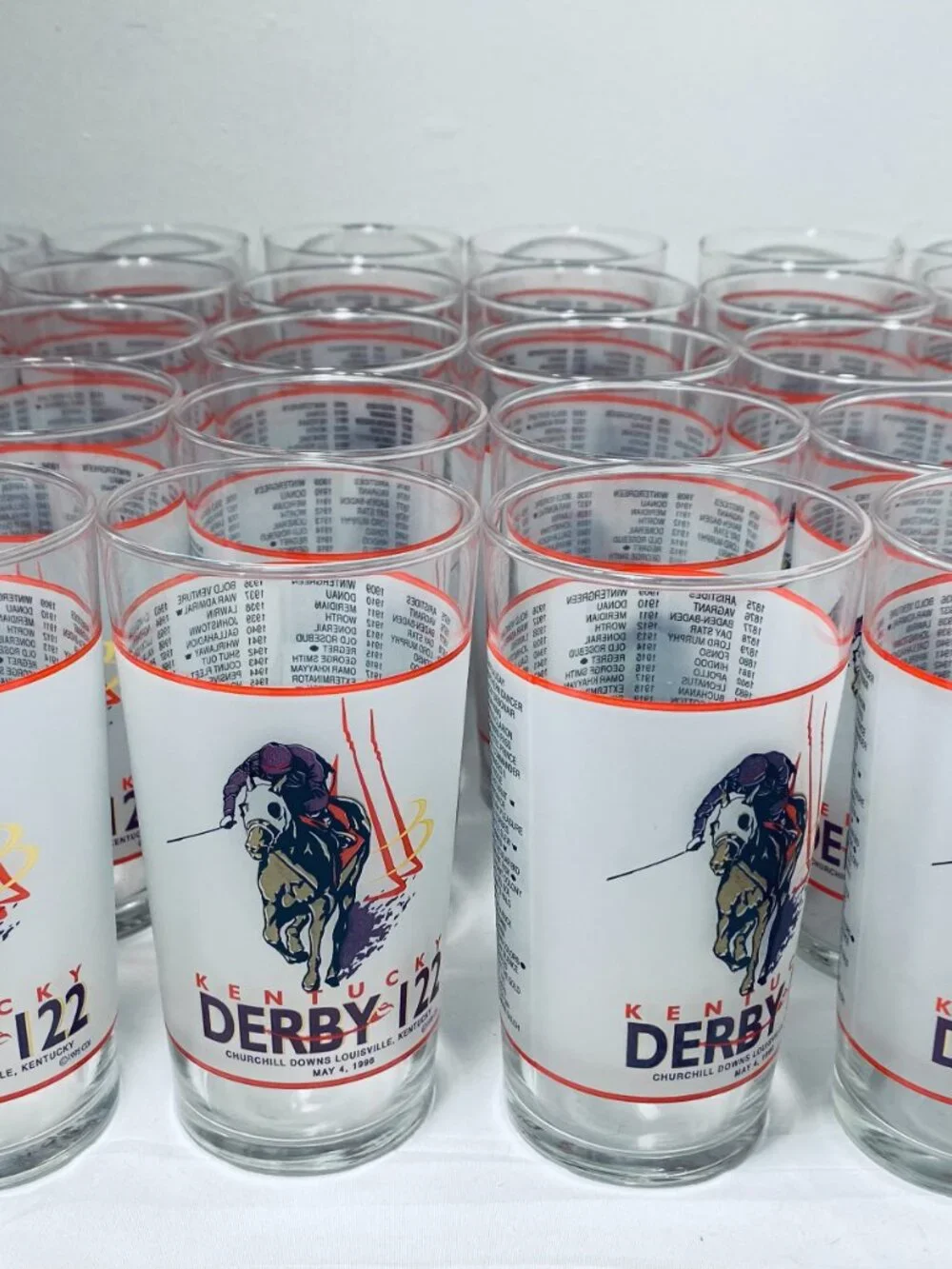 (28) VNTG Kentucky Derby Churchill Downs #122 May 4 1996 Official Comm. Glasses